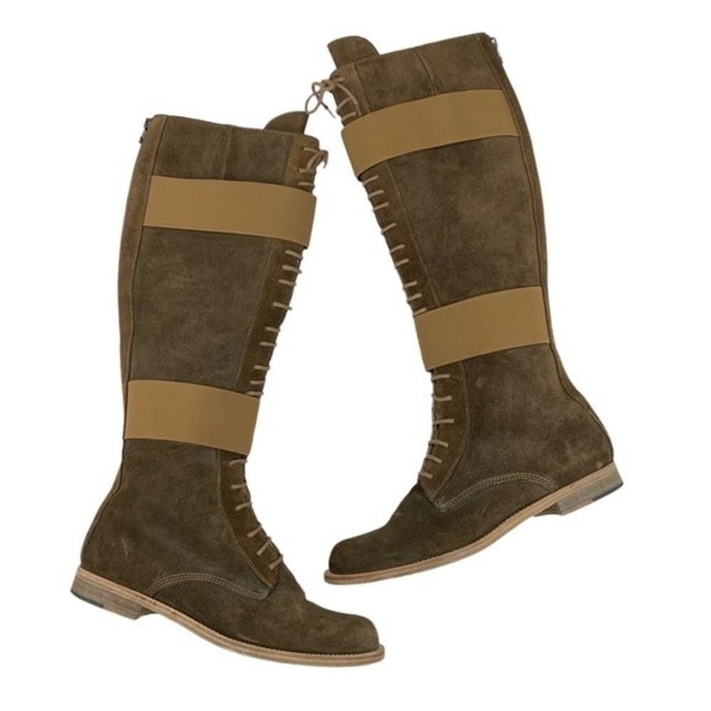 VPL by LD Tuttle Brown Suede Leather Lace Up Tall Knee High Boots 38